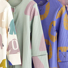 Load image into Gallery viewer, Blue Elephant Print Baby Sleepsuit 4 Pack (0mths-12-18mt)