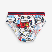 Load image into Gallery viewer, Emergency Vehicle Print 100% Cotton Briefs 7 Pack