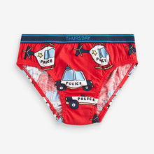 Load image into Gallery viewer, Emergency Vehicle Print 100% Cotton Briefs 7 Pack
