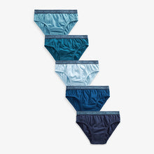 Load image into Gallery viewer, Blue Jacquard waistband 100% Cotton Briefs 5 Pack