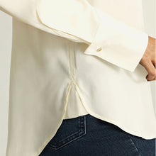 Load image into Gallery viewer, Ecru Cream Long Sleeve Overhead V-Neck Relaxed Fit Blouse
