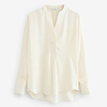 Load image into Gallery viewer, Ecru Cream Long Sleeve Overhead V-Neck Relaxed Fit Blouse