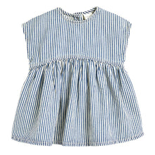 Load image into Gallery viewer, Blue Stripe Boxy Cotton Dress (3mths-5-6yrs)