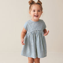 Load image into Gallery viewer, Blue Stripe Boxy Cotton Dress (3mths-5-6yrs)