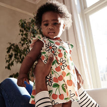 Load image into Gallery viewer, Red/Blue Cherry Floral Baby Jersey Dress 2 Pack