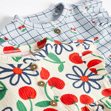 Load image into Gallery viewer, Red/Blue Cherry Floral Baby Jersey Dress 2 Pack