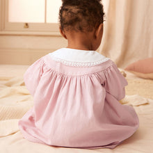Load image into Gallery viewer, Pink 2 Piece Embroidered Baby Dress and Tights Set (0mths-12-18mt)