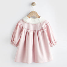 Load image into Gallery viewer, Pink 2 Piece Embroidered Baby Dress and Tights Set (0mths-12-18mt)