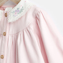 Load image into Gallery viewer, Pink 2 Piece Embroidered Baby Dress and Tights Set (0mths-12-18mt)