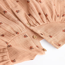 Load image into Gallery viewer, Brown Embroidered Flowers Baby Bloomer Romper