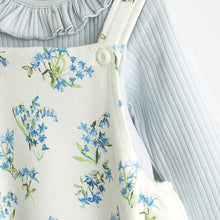 Load image into Gallery viewer, Blue Floral Jersey Baby Dungarees & Bodysuit Set (0mths-9-12mt)