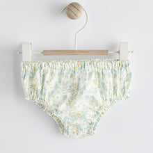 Load image into Gallery viewer, Green Ditsy Floral Woven Baby Dress And Knicker Set