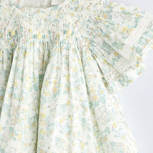 Load image into Gallery viewer, Green Ditsy Floral Woven Baby Dress And Knicker Set