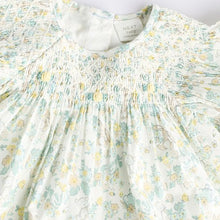 Load image into Gallery viewer, Green Ditsy Floral Woven Baby Dress And Knicker Set