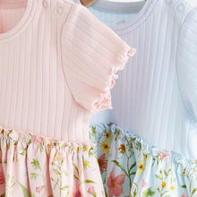 Load image into Gallery viewer, Pink & Blue Baby 100% Cotton Jersey Dress 2 Pack (0mths-12-18mt)