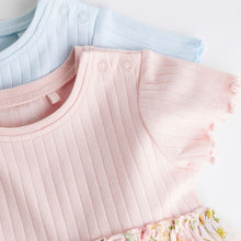 Load image into Gallery viewer, Pink & Blue Baby 100% Cotton Jersey Dress 2 Pack (0mths-12-18mt)