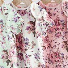 Load image into Gallery viewer, Floral Baby Short Sleeve Bodysuits 3 Pack