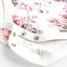 Load image into Gallery viewer, Floral Baby Short Sleeve Bodysuits 3 Pack