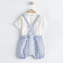 Load image into Gallery viewer, Pale Blue Smart Shirt, Shorts And Socks With Linen 3 Piece Set (0mths-12-18mt)