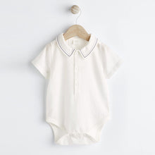 Load image into Gallery viewer, Pale Blue Smart Shirt, Shorts And Socks With Linen 3 Piece Set (0mths-12-18mt)