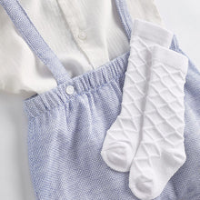 Load image into Gallery viewer, Pale Blue Smart Shirt, Shorts And Socks With Linen 3 Piece Set (0mths-12-18mt)