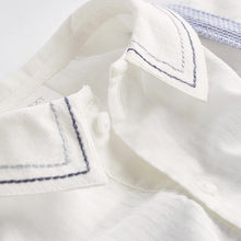 Load image into Gallery viewer, Pale Blue Smart Shirt, Shorts And Socks With Linen 3 Piece Set (0mths-12-18mt)