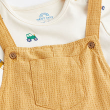 Load image into Gallery viewer, Yellow Tractor Baby Woven Dungarees and Bodysuit Set (0mths-12-18mt)