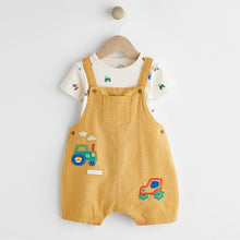 Load image into Gallery viewer, Yellow Tractor Baby Woven Dungarees and Bodysuit Set (0mths-12-18mt)