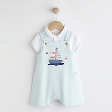 Load image into Gallery viewer, Blue Boat Baby Jersey Dungarees and Bodysuit Set