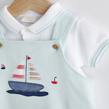 Load image into Gallery viewer, Blue Boat Baby Jersey Dungarees and Bodysuit Set