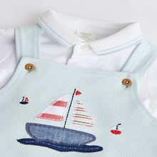 Load image into Gallery viewer, Blue Boat Baby Jersey Dungarees and Bodysuit Set