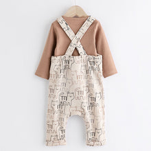 Load image into Gallery viewer, Neutral Tiger Jersey Baby Dungarees And Bodysuit Set (0mths-18mths)