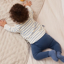 Load image into Gallery viewer, Blue/White Bunny Baby Top and Leggings 2 Piece Set