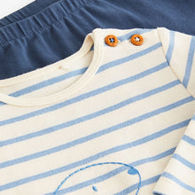Load image into Gallery viewer, Blue/White Bunny Baby Top and Leggings 2 Piece Set