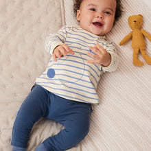 Load image into Gallery viewer, Blue/White Bunny Baby Top and Leggings 2 Piece Set