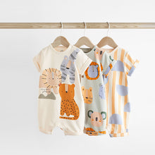 Load image into Gallery viewer, Minerals Character Baby Jersey Rompers 3 Pack