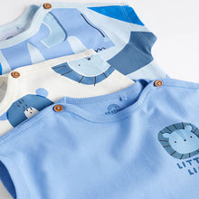 Load image into Gallery viewer, Blue Character Baby Jersey 100% Cotton Rompers 3 Pack