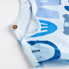 Load image into Gallery viewer, Blue Character Baby Jersey 100% Cotton Rompers 3 Pack