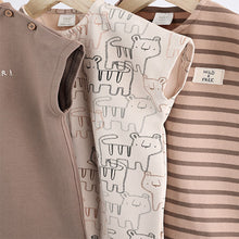 Load image into Gallery viewer, Brown Tiger Baby Jersey Rompers 3 Pack