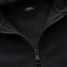 Load image into Gallery viewer, Black Plain Zip Through Hoodie (3-12yrs)