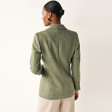 Load image into Gallery viewer, Sage Green Bouclé Fitted Double Breasted Blazer