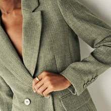 Load image into Gallery viewer, Sage Green Bouclé Fitted Double Breasted Blazer