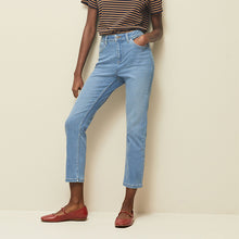 Load image into Gallery viewer, Mid Blue Cropped Slim Jeans