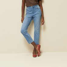Load image into Gallery viewer, Mid Blue Cropped Slim Jeans