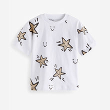 Load image into Gallery viewer, White Star All-Over Print 100% Cotton Short Sleeve T-Shirt (3mths-5-6yrs)