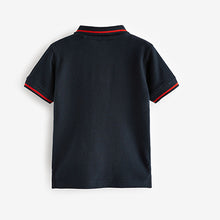 Load image into Gallery viewer, Navy Blue All Over 100% Cotton Embroidered Short Sleeve Polo Shirt