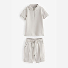 Load image into Gallery viewer, Grey Zip Polo Shirt and Shorts Set (3mths-5-6yrs)
