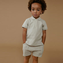 Load image into Gallery viewer, Grey Zip Polo Shirt and Shorts Set (3mths-5-6yrs)
