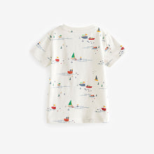 Load image into Gallery viewer, White/Blue All-Over Print Short Sleeve T-Shirt (3mths-5-6yrs)