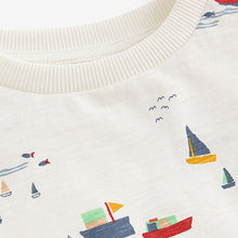 Load image into Gallery viewer, White/Blue All-Over Print Short Sleeve T-Shirt (3mths-5-6yrs)
